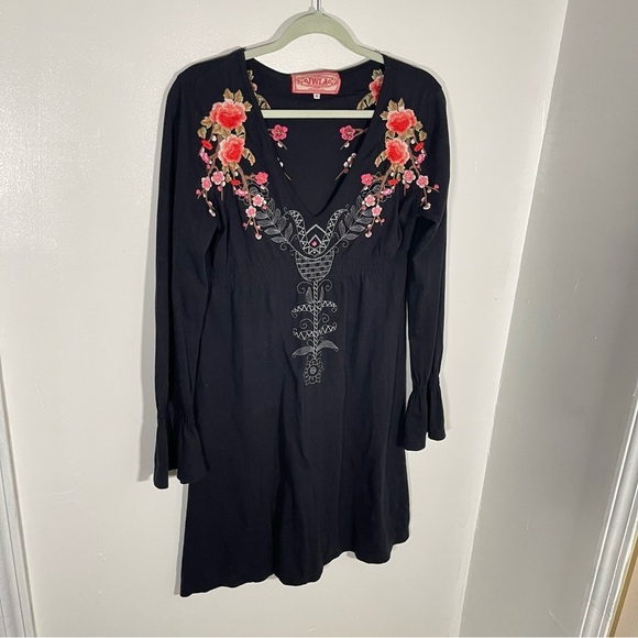 Johnny Was JWLA Floral Embroidered Tunic Mini Dress Bohemian Festival Breathable - Picture 5 of 9